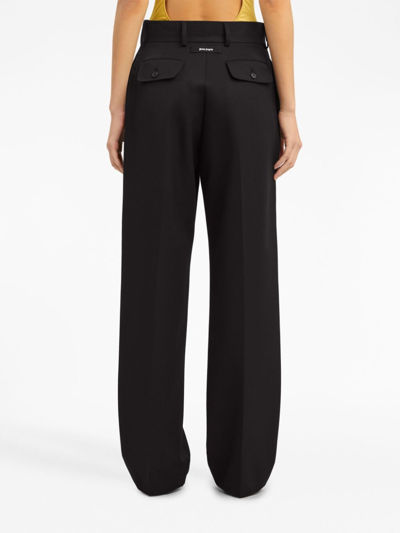 Palm Angels High-rise Straight-leg Trousers In Black