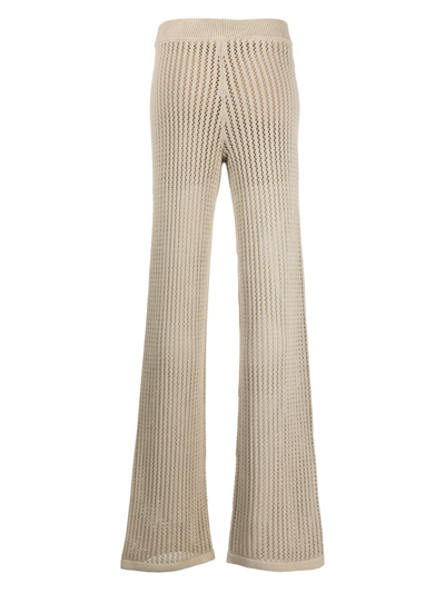 Hugo Boss Open-knit Straight-leg Trousers In Green