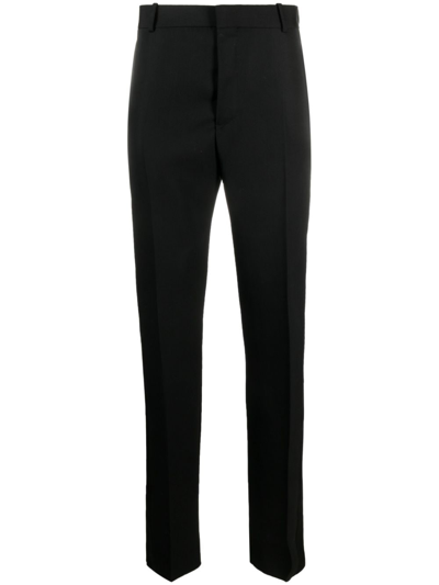 Shop Alexander Mcqueen Satin-trimmed Tailored Trousers In Black