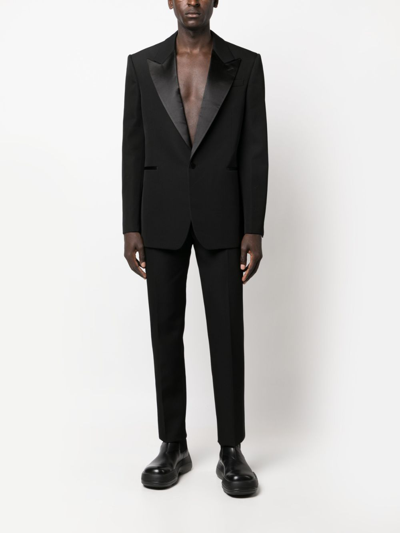 Shop Alexander Mcqueen Satin-trimmed Tailored Trousers In Black