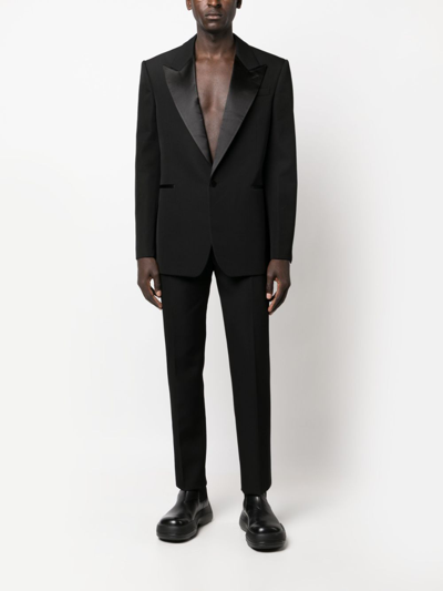 Alexander Mcqueen Satin-trimmed Tailored Trousers In Black