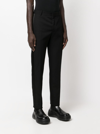 Alexander Mcqueen Satin-trimmed Tailored Trousers In Black