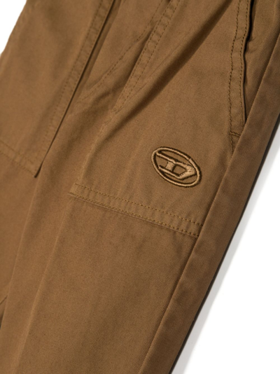 Shop Diesel Logo-embroidered Cotton Track Pants In Brown
