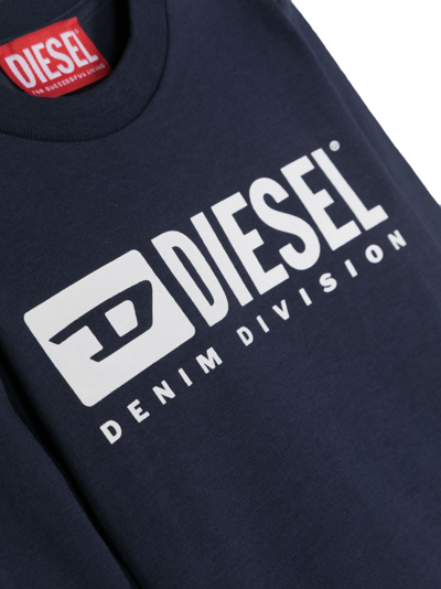 Shop Diesel Logo-print Cotton T-shirt In Blue