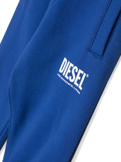 Shop Diesel Logo-print Cotton Track Pants In Blue