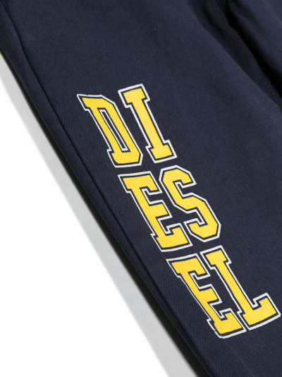 Shop Diesel Logo-print Cotton Track Pants In Blue