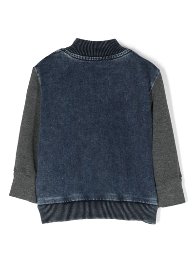 Shop Diesel Patchwork-design Zipped Sweatshirt In Grey