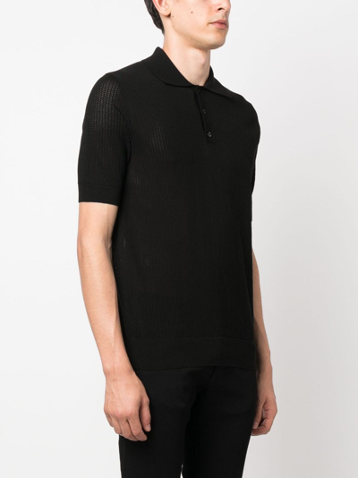Shop Dolce & Gabbana Knitted Short-sleeve Polo Shirt In Black