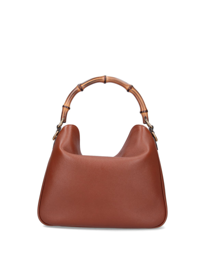 Shop Gucci 'diana' Midi Shoulder Bag In Brown