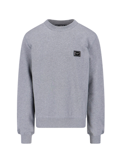 Shop Dolce & Gabbana Logo Crewneck Sweatshirt In Gray