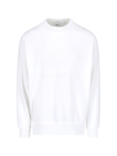 Shop Burberry Logo Crewneck Sweatshirt In White