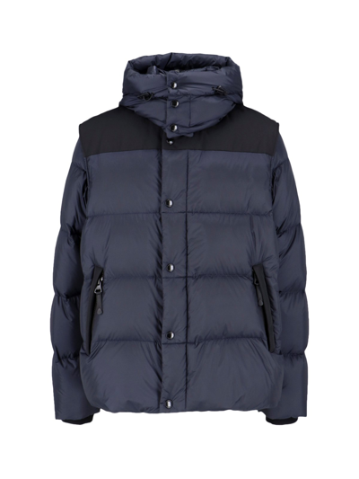 Shop Burberry Removable Sleeves Down Jacket In Blue