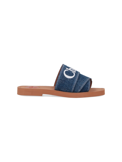 Shop Chloé 'woody' Sandals In Blue