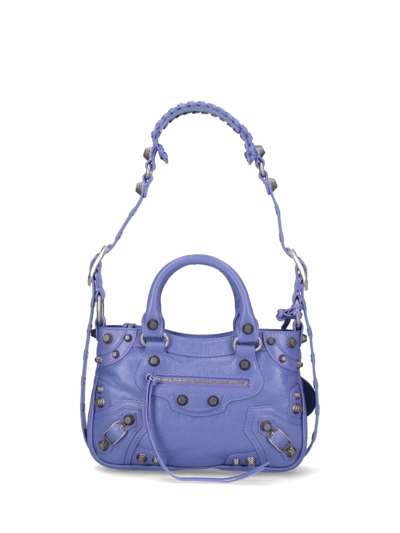 Shop Balenciaga "neo Cagole" Small Shoulder Bag In Purple