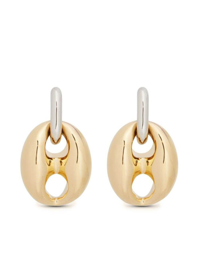 Shop Rabanne Silver And Gold 'xtra Eight Dang' Earrings With Pressure Closure In Brass And Aluminum Woman In Metallic