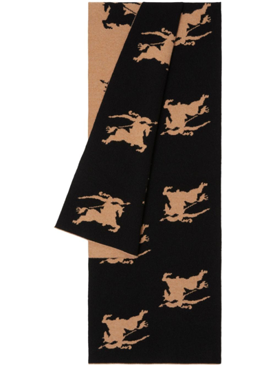 Shop Burberry Equestrian Knight-motif Jacquard Scarf In Brown