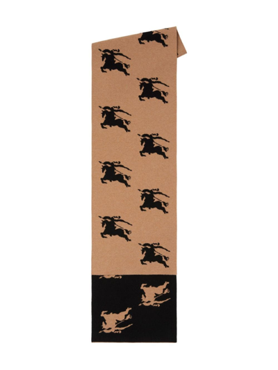 Shop Burberry Equestrian Knight-motif Jacquard Scarf In Brown