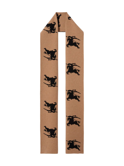 Shop Burberry Equestrian Knight-motif Jacquard Scarf In Brown