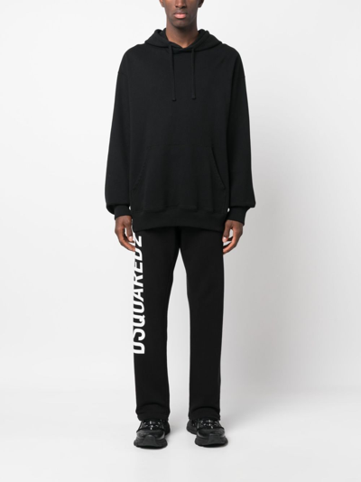 Dsquared2 Logo Cotton Track Pants In Black