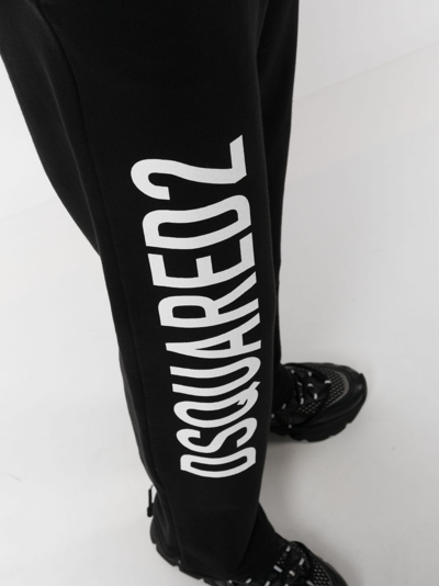 Dsquared2 Logo Cotton Track Pants In Black