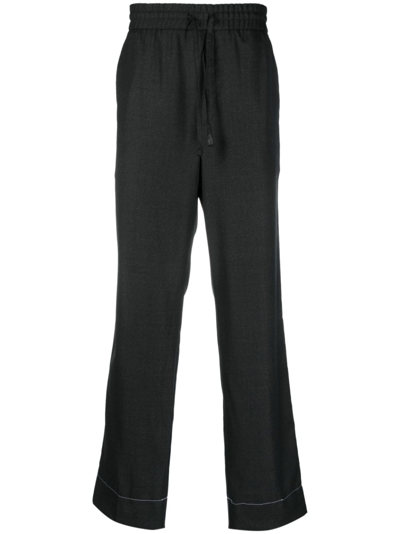 Brioni Drawstring-waist Wool Trousers In Grey