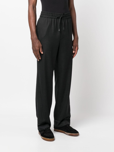 Brioni Drawstring-waist Wool Trousers In Grey