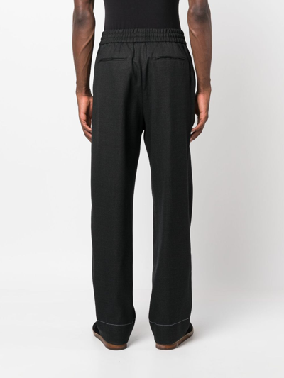 Shop Brioni Drawstring-waist Wool Trousers In Grey