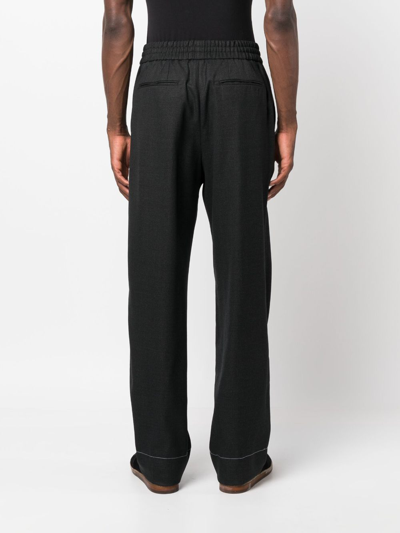 Brioni Drawstring-waist Wool Trousers In Grey