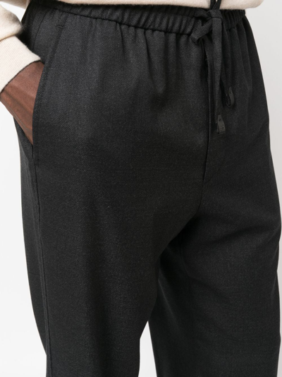 Brioni Drawstring-waist Wool Trousers In Grey