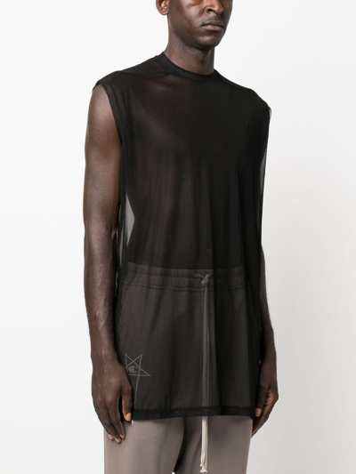 Shop Rick Owens X Champion Logo-embroidered Sheer Tank Top In 黑色