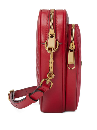 Shop Gucci Mini Interlocking G Heart Shoulder Bag In Red