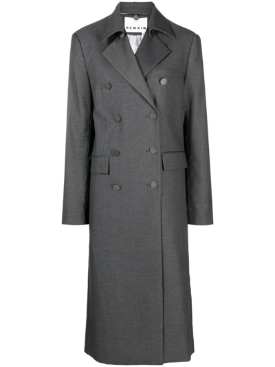 Shop Remain Notched-lapel Double-breasted Coat In Grey