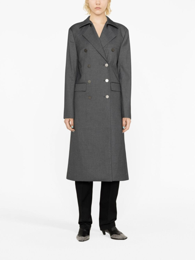 Shop Remain Notched-lapel Double-breasted Coat In Grey