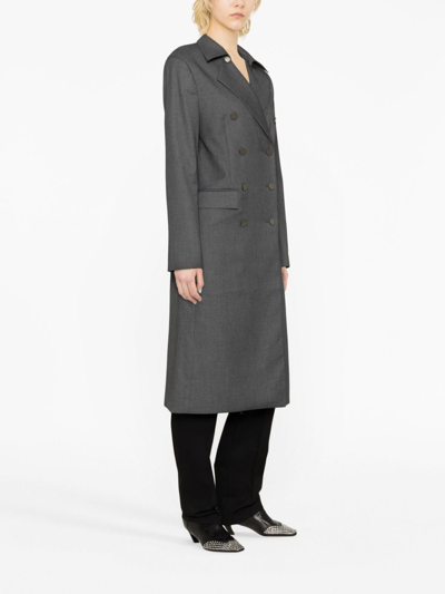 Shop Remain Notched-lapel Double-breasted Coat In Grey