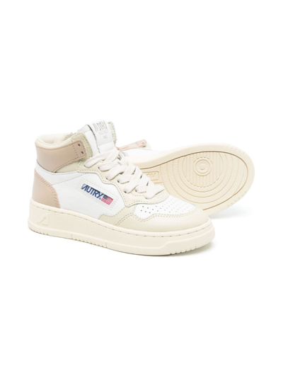 Autry Panelled Hi-top Leather Sneakers In Neutrals