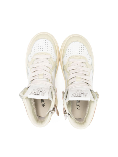 Shop Autry Panelled Hi-top Leather Sneakers In Neutrals