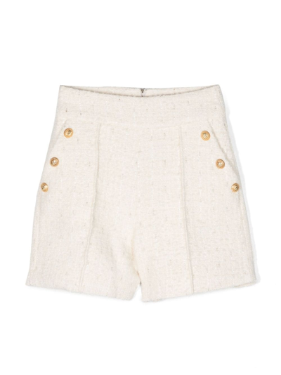 Shop Balmain Zip-up Thigh-length Shorts In Neutrals