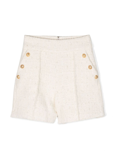 Balmain Zip-up Thigh-length Shorts In Neutrals