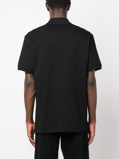 Shop Alexander Mcqueen Logo-tape Cotton Polo Shirt In Black
