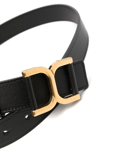 Chloé C-logo Leather Belt In Black