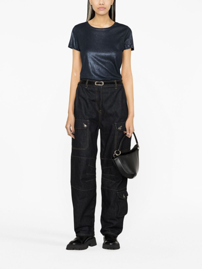 Madison.maison Short-sleve Lamé T-shirt In Blue