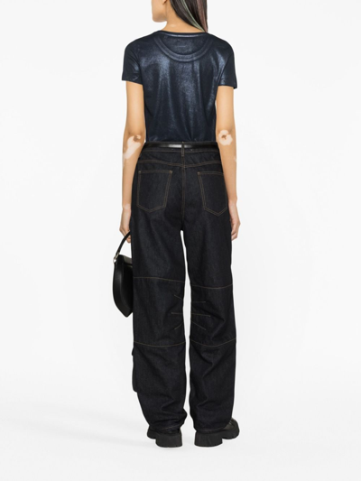 Madison.maison Short-sleve Lamé T-shirt In Blue