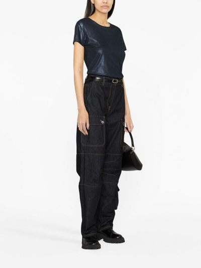 Madison.maison Short-sleve Lamé T-shirt In Blue
