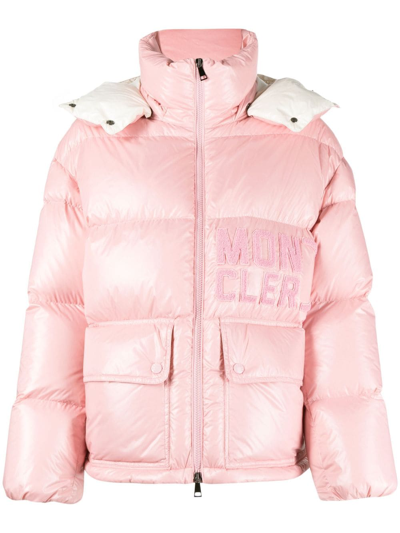 Shop Moncler Logo-appliqué Padded Jacket In Pink