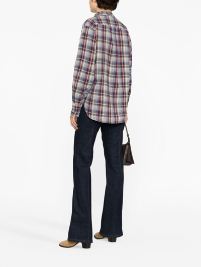 Shop Marant Etoile Ruffle-trim Checked Shirt In Blue