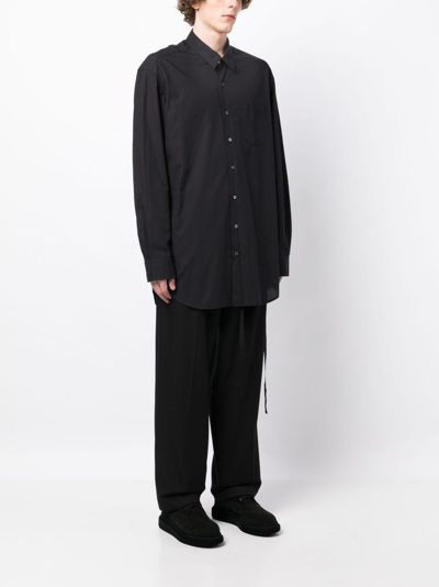 Shop Ann Demeulemeester Cesar Long-sleeve Poplin Shirt In Black