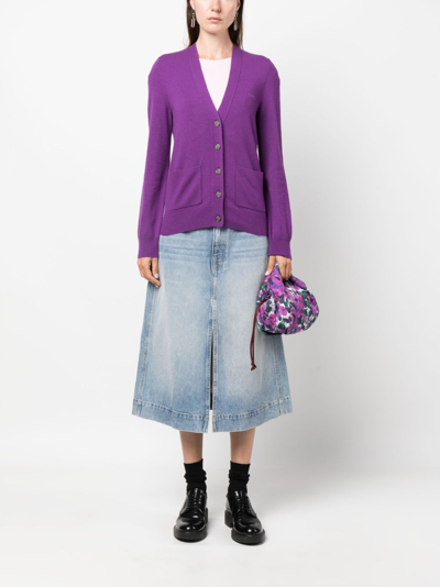 Shop Apc Louisa Wool Cardigan In Purple