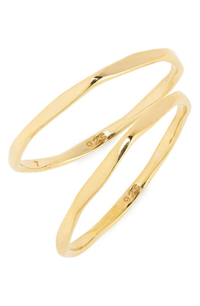 Shop Madewell Delicate Collection Demi-fine Skinny Ring Set In Vermeil