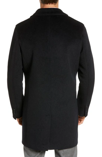 Shop Cole Haan Regular Fit Stretch Wool Coat In Navy