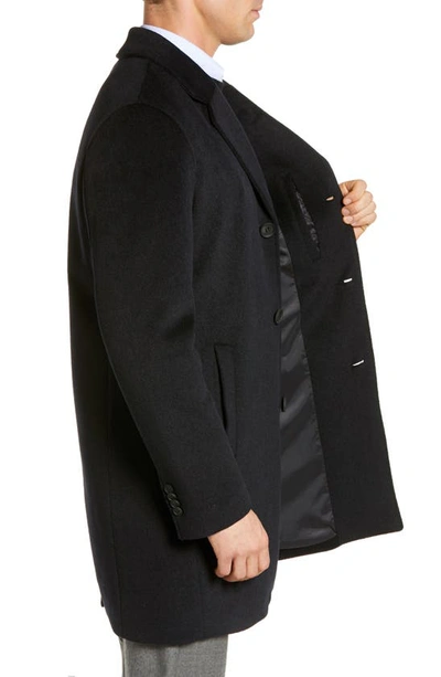 Shop Cole Haan Regular Fit Stretch Wool Coat In Navy